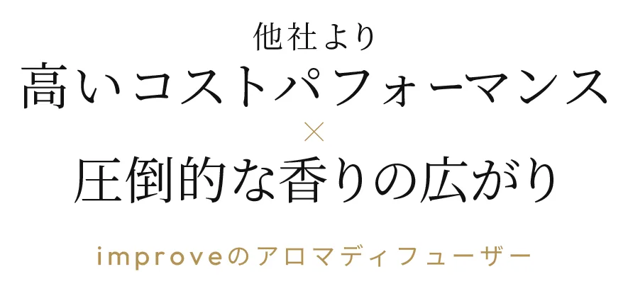 他社より高いコストパフォーマンス圧倒的な香りの広がりimroveのアロマディフューザー